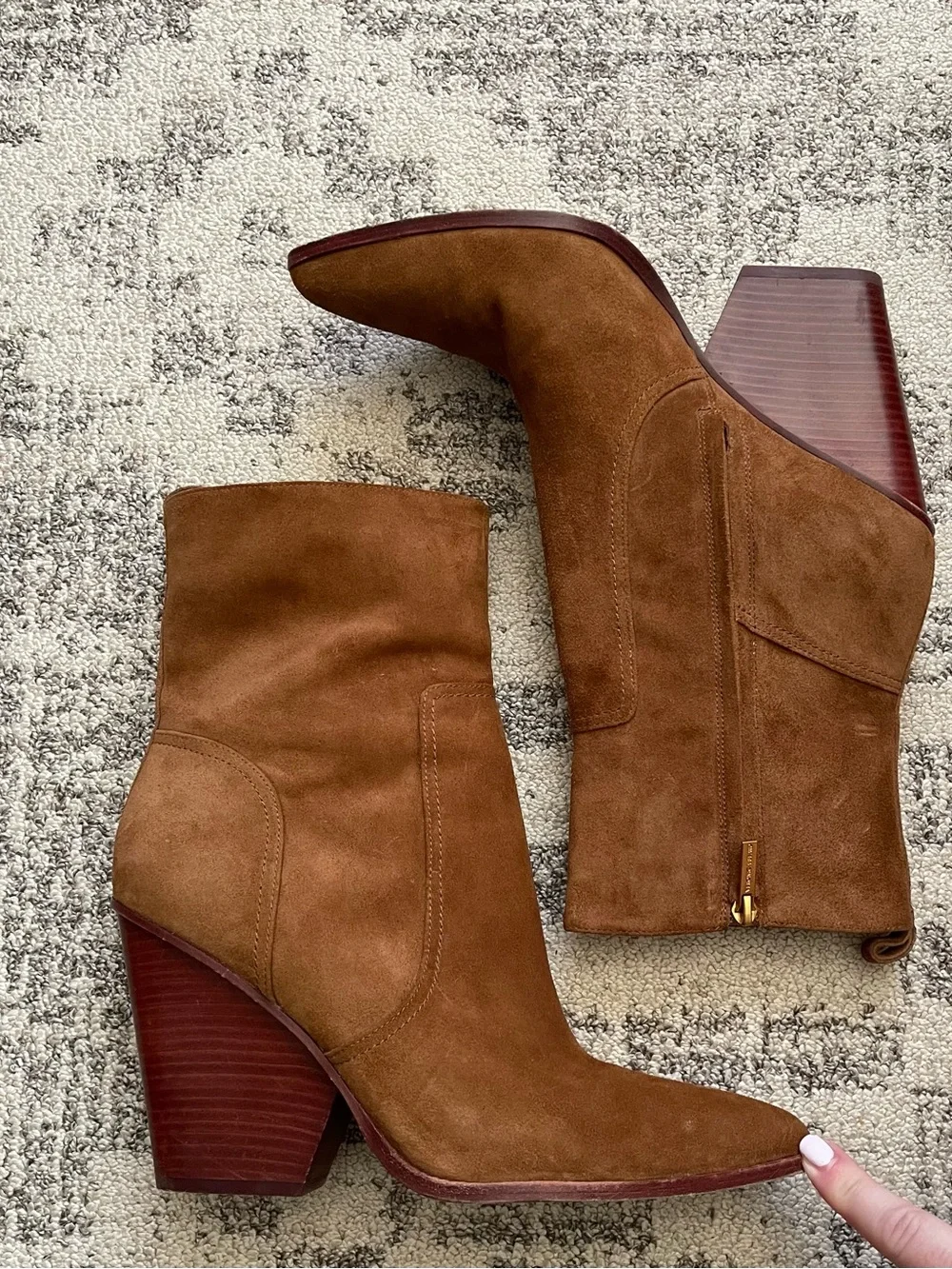 Veronica Beard Logan Suede Zip Ankle Booties Size 12